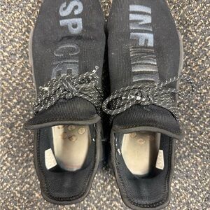 Adidas Black Sneakers with Text Design